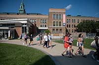 students walking on campus