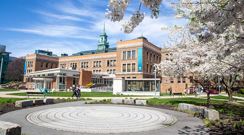 campus outside in the spring