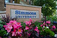 Simmons university sign with flowers 