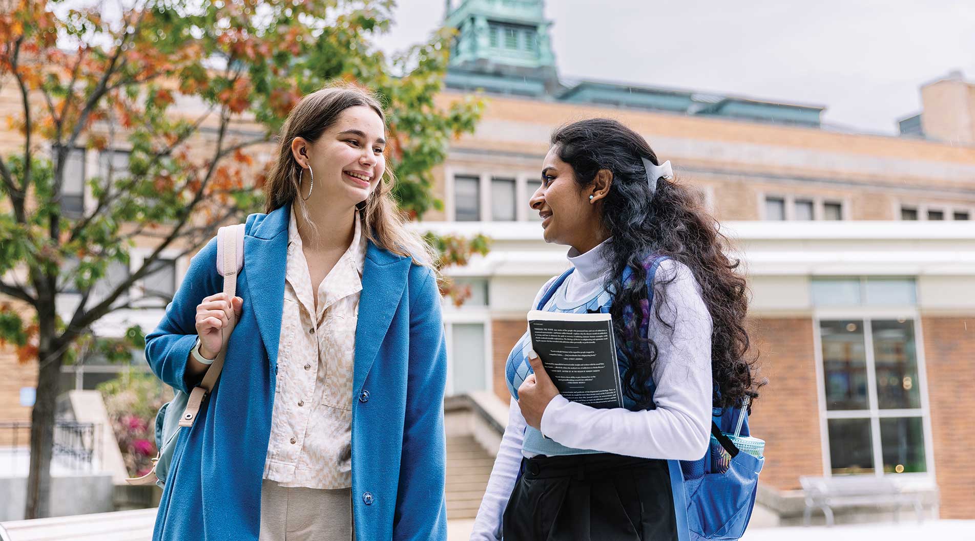 students outside on campus